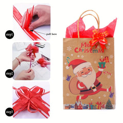 Christmas Gift Bag Set Large Medium Small 8 Paper Wrappers 8 Ribbon Bows