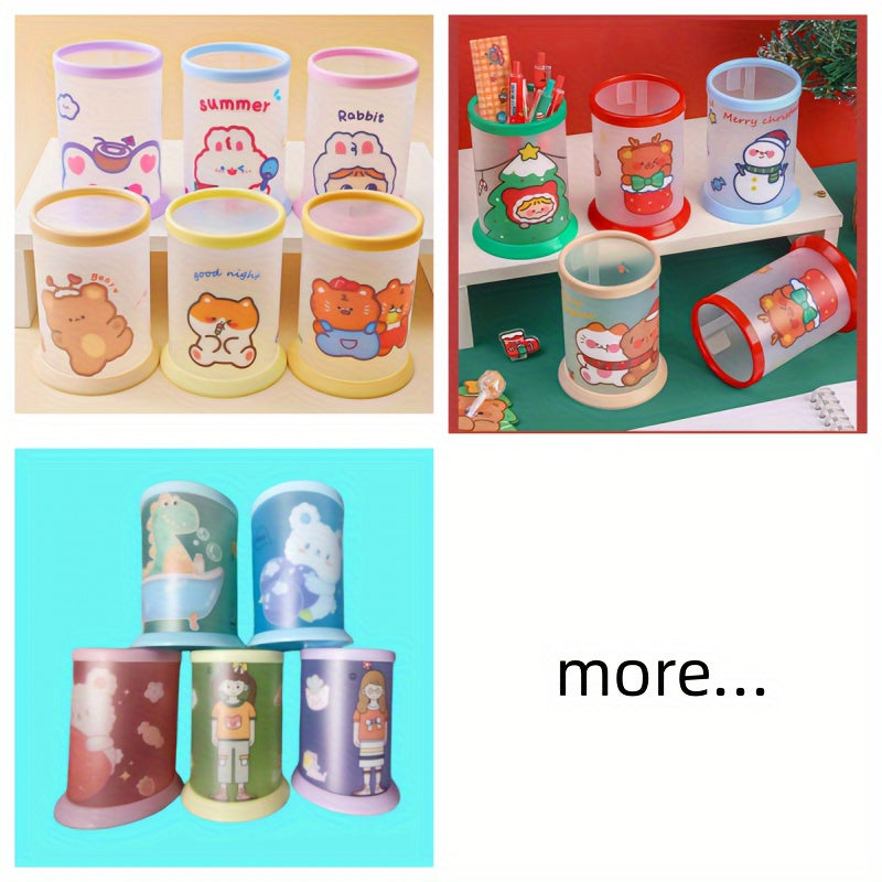 Creative Round Folding Pen Holder Small Fresh Stationery Storage Box