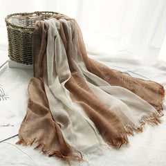Vintage Block Scarf Thin Tassel Shawl Casual Windproof Head Wrap
