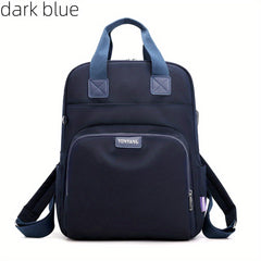 Preppy Style Laptop Backpack Solid School Bag