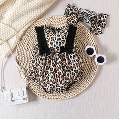 2pcs Newborn Leopard Print Romper & Headband Set