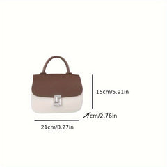 Large Capacity Women's Casual Handbag Two Tone Brown & Beige