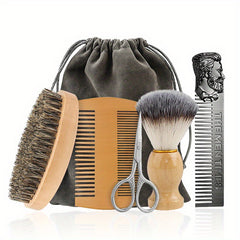 Beard Brush Comb Set Portable Double Sided Styling Hair Comb + Travel Pouch