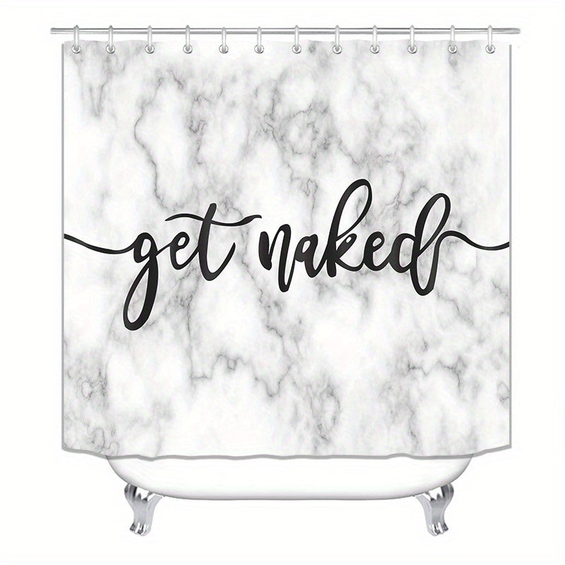 3pcs Marble Shower Curtain Set with 12 Hooks