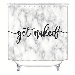 3pcs Marble Shower Curtain Set with 12 Hooks
