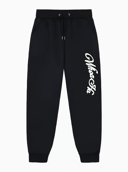 Letter Print Joggers Men s Stretch Waist Drawstring Casual Pants