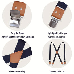 Men's Adjustable X Suspenders with Buckles