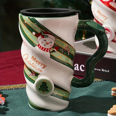 500ml Christmas Ceramic Cup Spiral Shaped Mug Coffee Cup For Outdoor Sports
