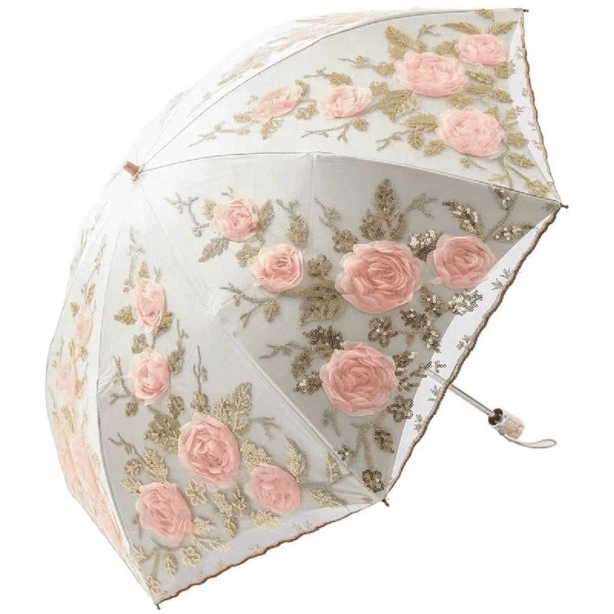 Sweet Princess Girls Umbrella Embroidered UV Protection Reinforced
