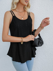 Solid Ruched Cami Top Spaghetti Crew Neck Summer Sleeveless Top