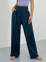 Wide Leg Casual Pants Elastic Waist Yoga Running Loose Pants