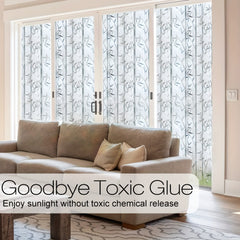 Bamboo Pattern Window Film Stained Glass Frosted Privacy Window Decal