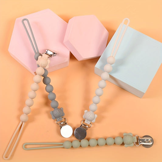 Teething Silicone Beads Pacifier Chain with Steel Buckle