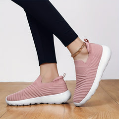 Women's Knit Textured Walking Shoes Soft Sole Slip On Casual Sneakers