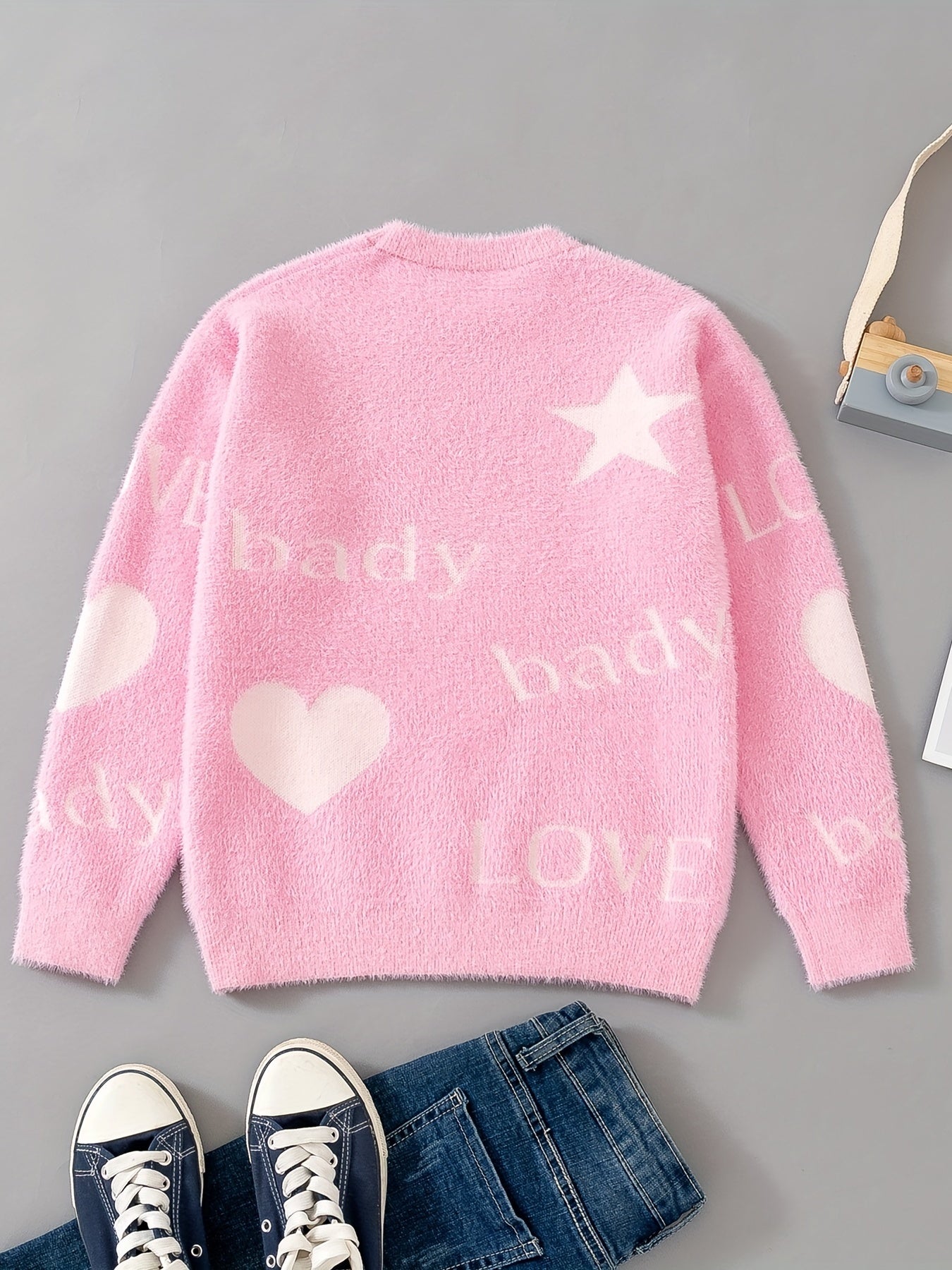 Girls' Knitted Pullover Soft Fleece Warm Sweater