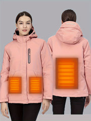 Waterproof Long Sleeves Heating Jacket Women's Outdoor Ski Jacket