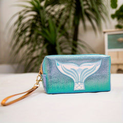 Mermaid Tail Makeup Bag Laser Travel Cosmetic Bag Organizer With Wrist Strap