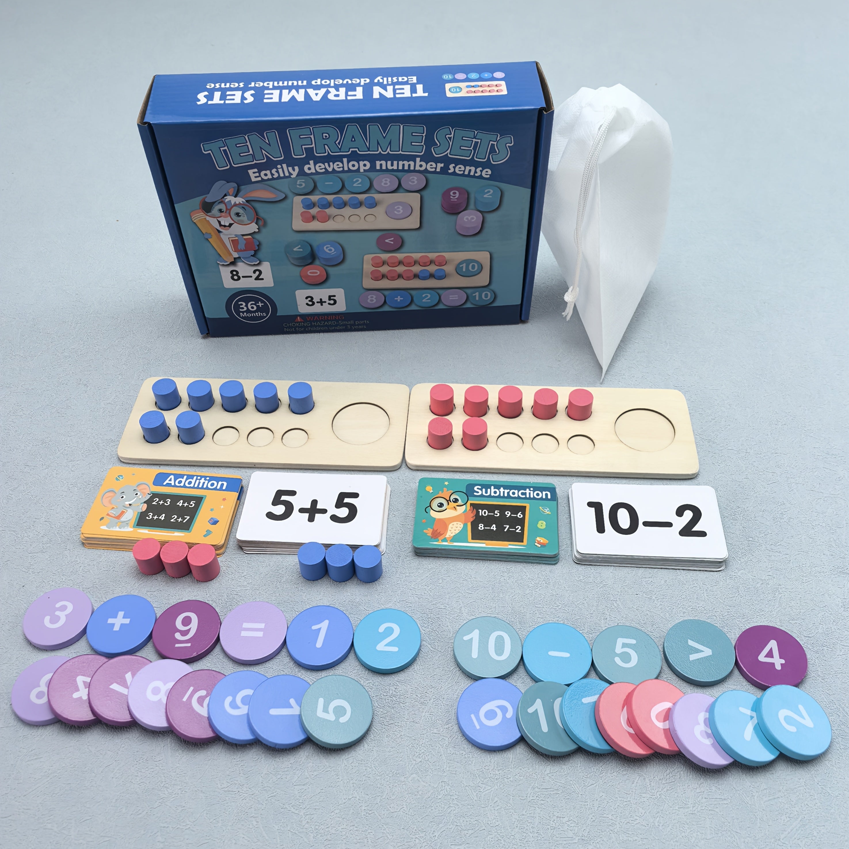 Giant Wooden Ten Frames Set for Early Math Learning