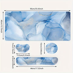 Golden Marble Texture Desk Mat Large Mouse Pad Set