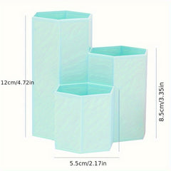 Functional Hexagonal Desktop Organizer with Three Compartments