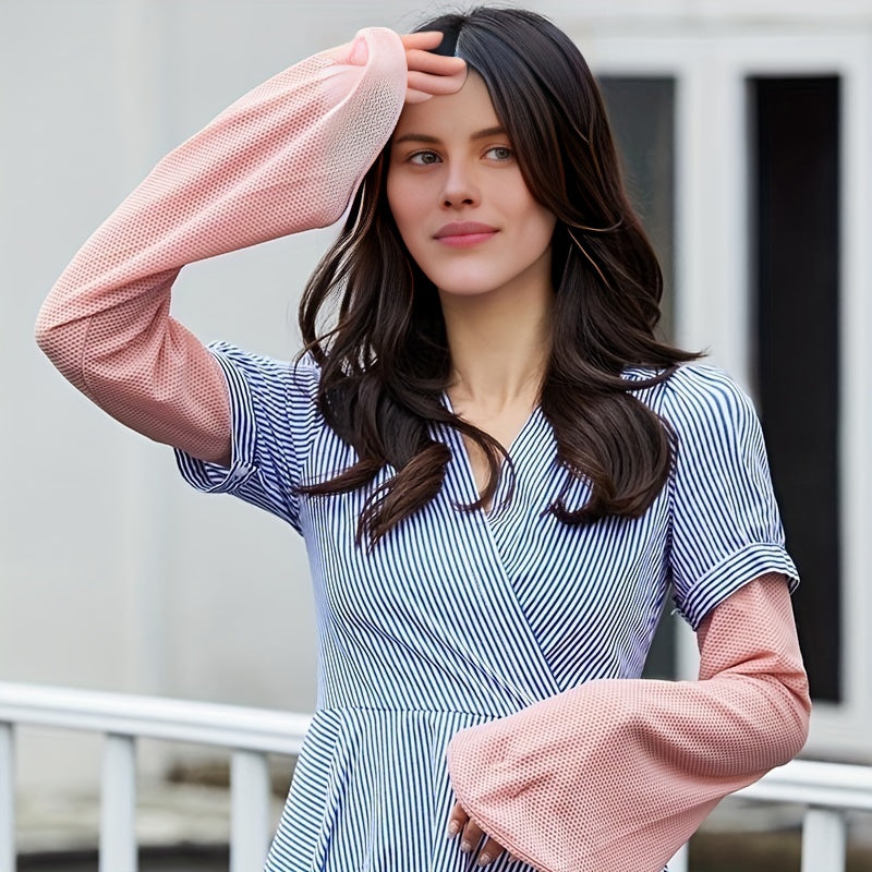 Sunscreen Fingerless Gloves for Women, Solid Color Cycling Sports Gloves