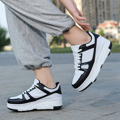 Chunky Skate Shoes - Wear Resistant & Breathable - Removable Four Wheel Design