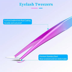 2pcs Precision Lash Tweezers Set Stainless Steel Blackheads Facial Hair Ingrow