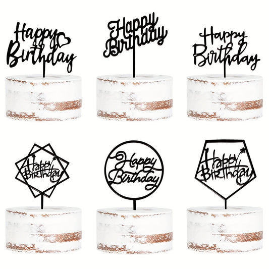 6pcs Happy Birthday Acrylic Cake Toppers