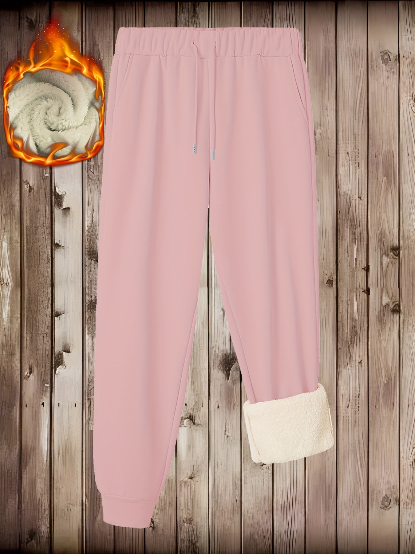  Solid Liner Fleece Joggers With Pockets