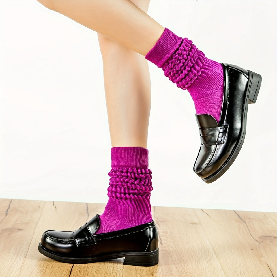 Solid Calf Socks Warm Knee High Socks Women's Stockings