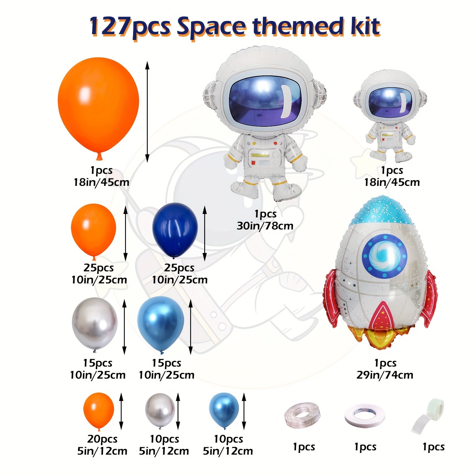 Space Party Supplies Set: Astronaut & Rocket Foil Balloons
