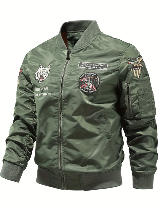 Men's Slim Fit Sports Jacket Embroidered Motorcycle Jacket