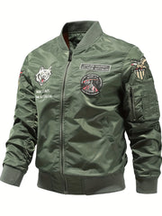 Men's Slim Fit Sports Jacket Embroidered Motorcycle Jacket