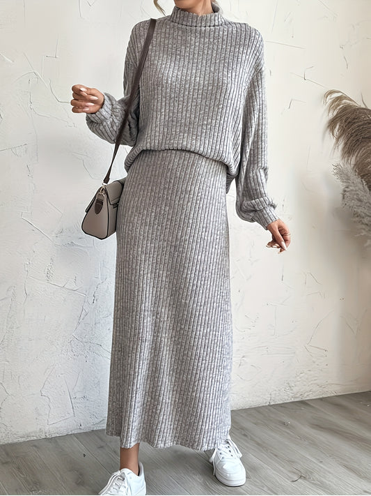  High Neck Jumper & Skirt 2 Piece Set