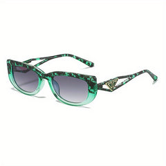 Block Frame Sunglasses For Women Men Y2K Triangle Decor Hollow Temple Glasses