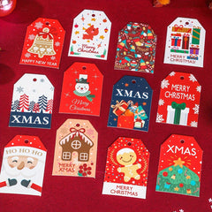 48pcs Merry Christmas Gift Tags With 50pcs Strings Xmas Tree Hanging Labels