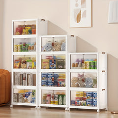 Foldable Storage Box w/ Wheels & Doors - Stackable Clothes Storage
