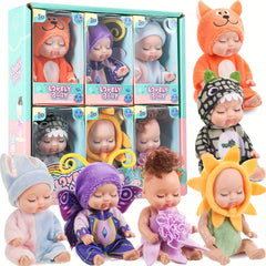 6pcs Realistic 4 Inch Youngsters Dolls Set with Pajamas