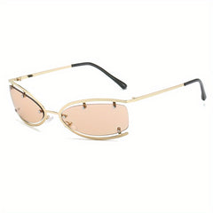 Y2K Wrap Around Sunglasses Futurism Metal Frame Sun Glasses