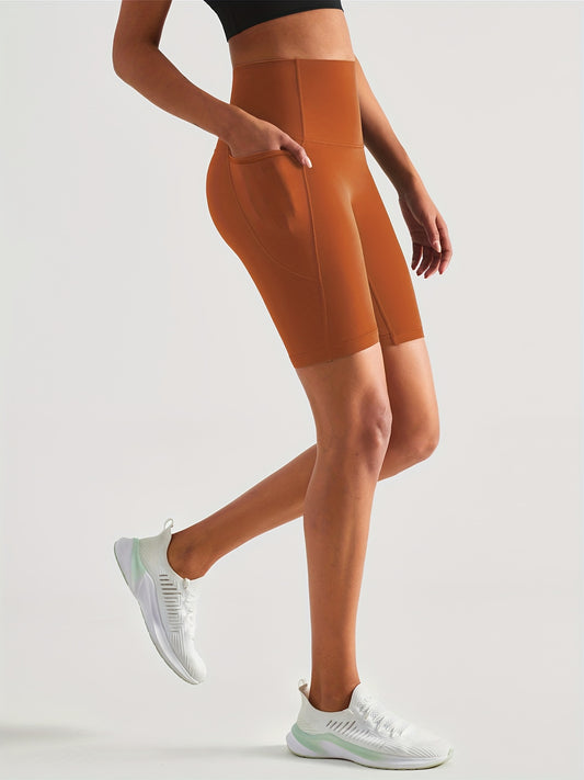 Seamless Hip Lifting Yoga Sports Shorts With Pocket