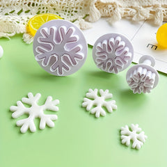 3pcs Snowflake Pattern Cookie Plunger Cutter Fondant Mold