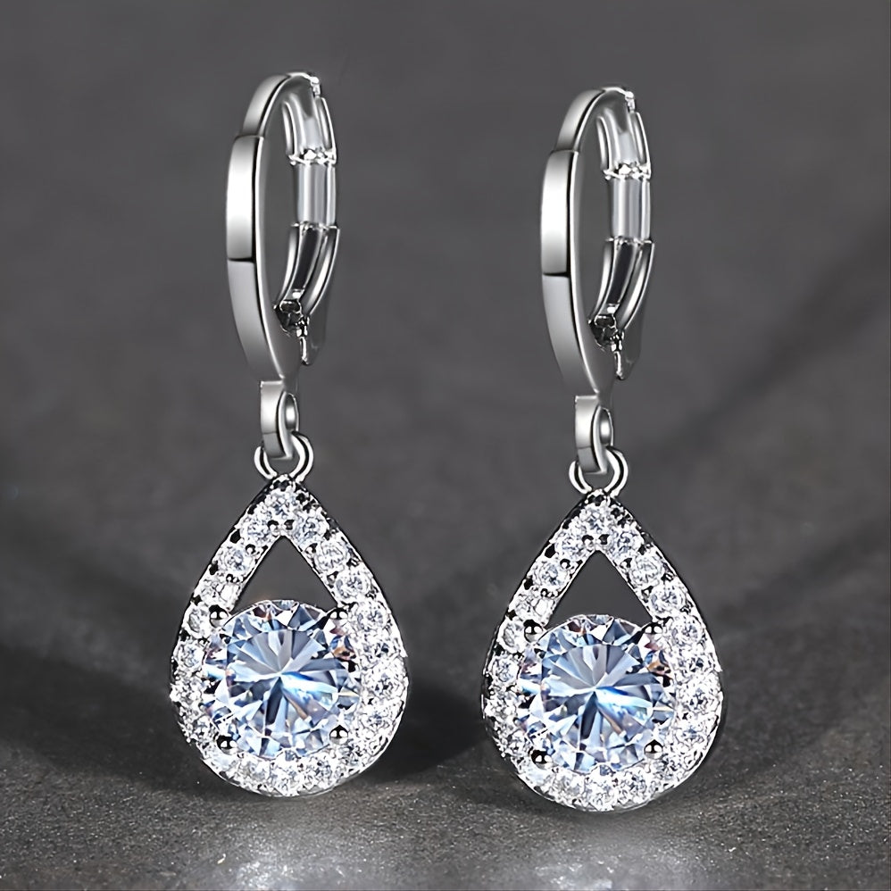 Sapphire Drop Earrings Golden Dangle Hoops Bride Wedding Jewelry