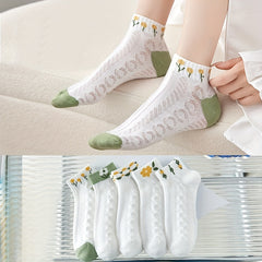 Floral Print Mesh Socks Low Cut Women's Stockings