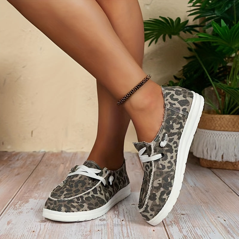 Women's Flat Canvas Shoes Lightweight Low Top Lace Up Loafers