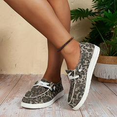 Women's Flat Canvas Shoes Lightweight Low Top Lace Up Loafers