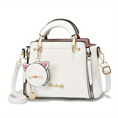 Cartoon Cat Pendant Handbag Crossbody Bag with Coin Purse