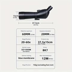Compact 60x60mm Spotting Scope Monocular with Tripod for Moon Watching