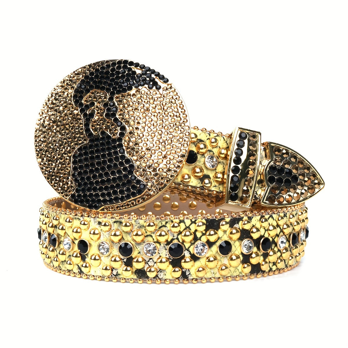 Bling Bling Rhinestone Buckle Belt for Men Women