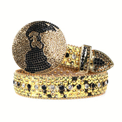 Bling Bling Rhinestone Buckle Belt for Men Women