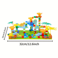 Dinosaur Slide Track Building Blocks Marble Run Toy DIY Set